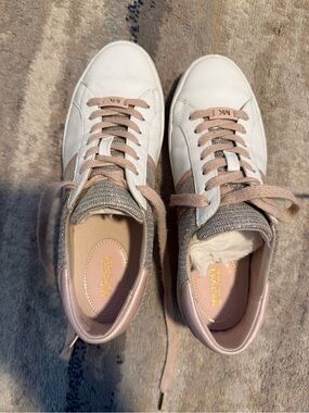 Michael Kors Keaton Stripe Sneakers Glitter Chain Mesh